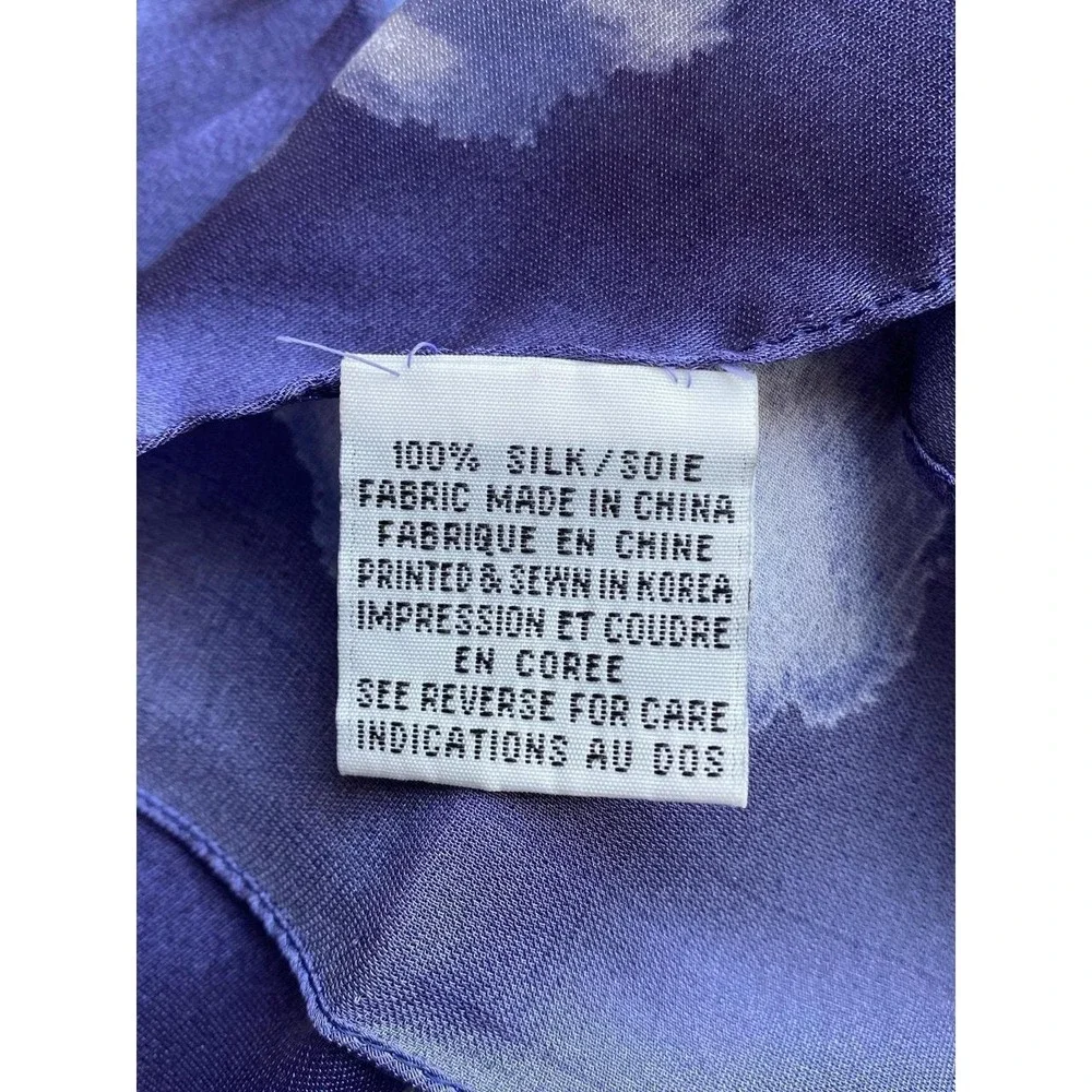 Silk Scarf Unbranded Floral Purple Wrap 17